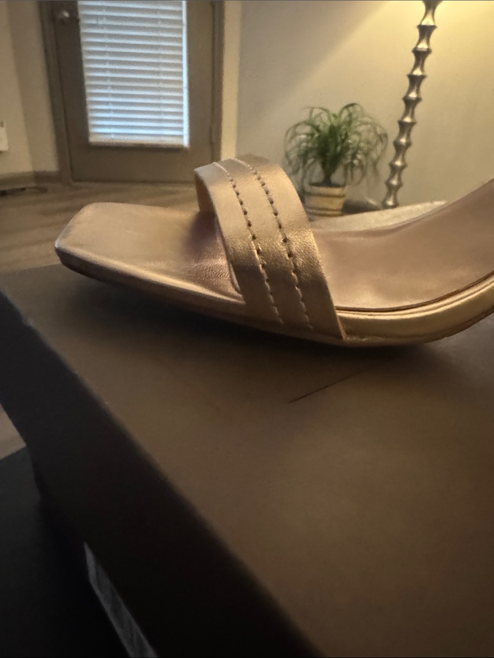 🔥Linea Paolo Block Heel Sandal 10 Ankle Strap Glam Dressy Chic Rose Gold Eden - Picture 5 of 15
